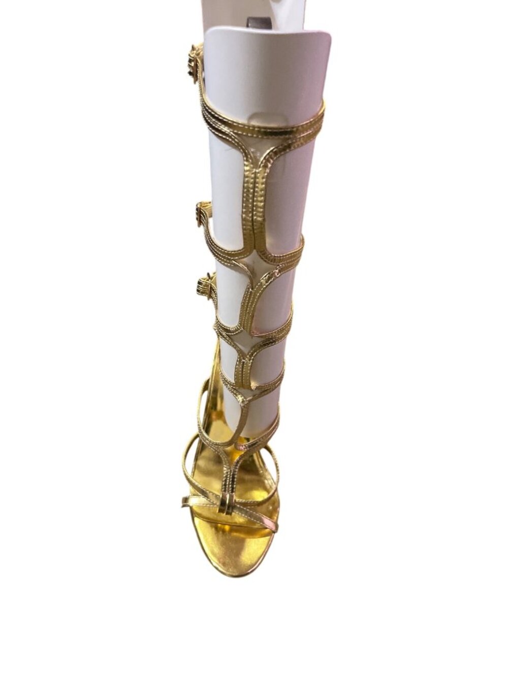 FUN Gold Gladiator Knee High Heels Strappy Sandals Women's 8 Used - Picture 3 of 16